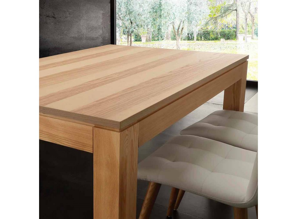 Ausziehbarer Tisch mit Massivholzbeinen und Indiana Blockboard Top