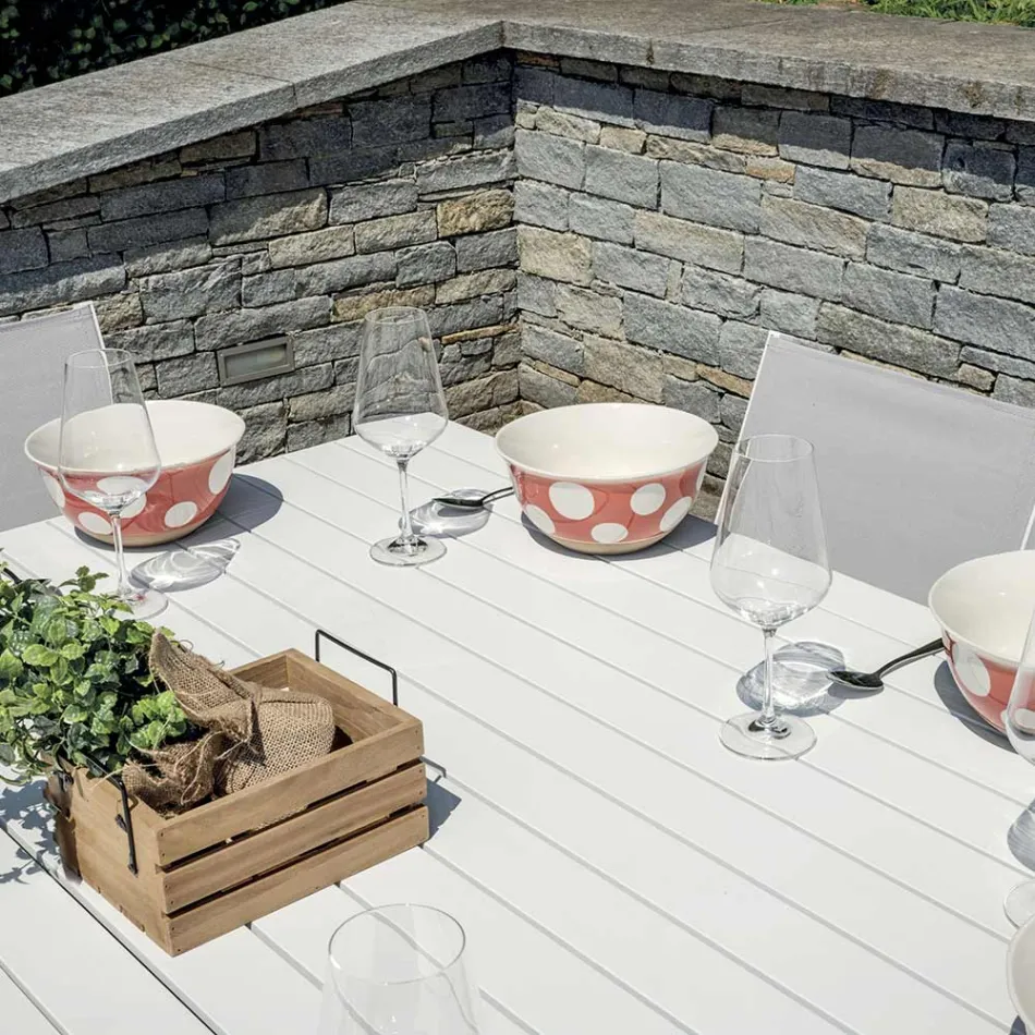 Ausziehbarer Tisch mit Schiebebeinen und Aluminium-Lattenrostplatte - Supernova Viadurini