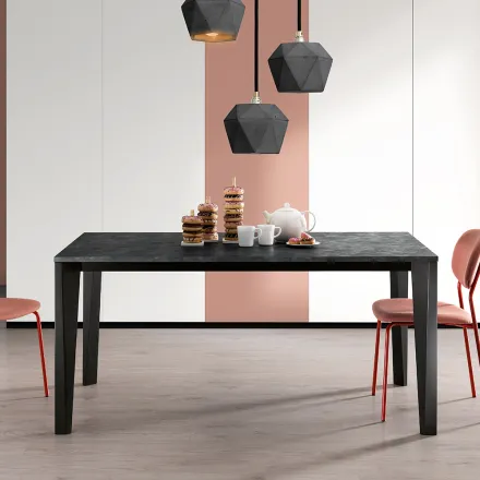 Ausziehbarer Tisch mit Melaminplatte und Metallgestell - Ariel Viadurini