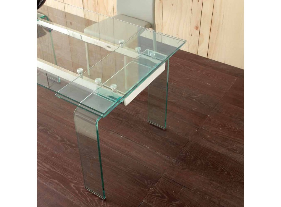 Herr ausziehbarer Tisch mit gehärteter Glasplatte Viadurini