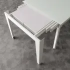 Ausziehbarer Tisch mit moderner Platte aus gehärtetem Glas Baltimora Viadurini