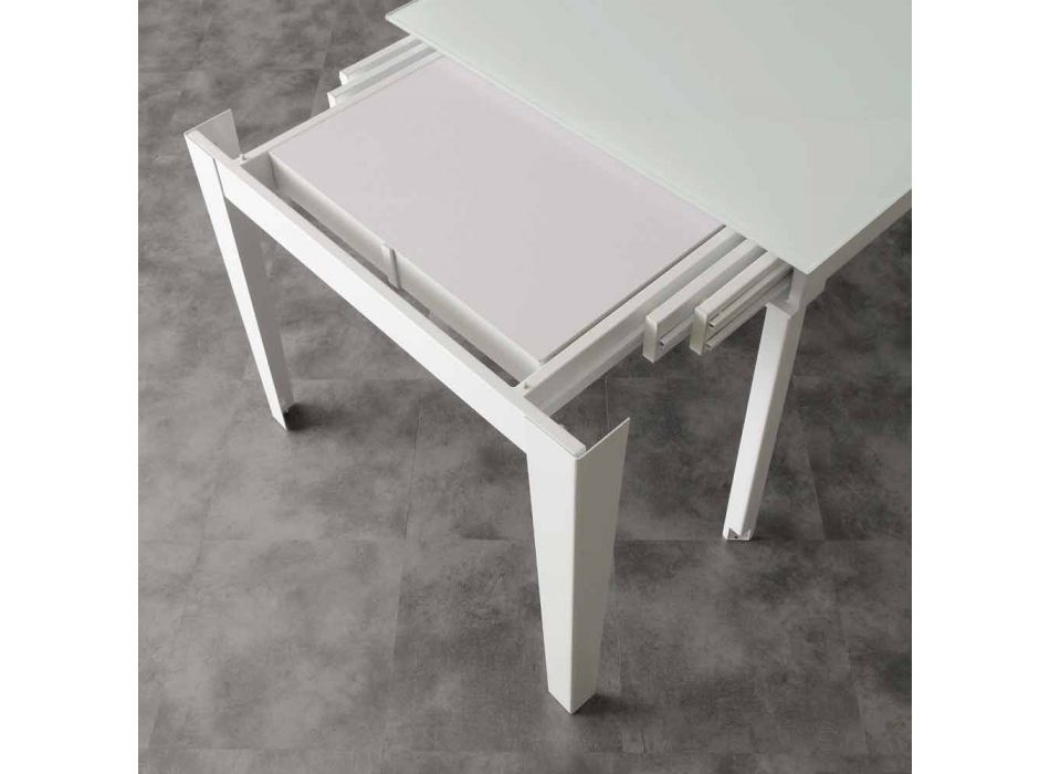 Ausziehbarer Tisch mit moderner Platte aus gehärtetem Glas Baltimora Viadurini