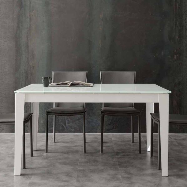 Ausziehbarer tisch mit glasplatte in modernem design baltimora