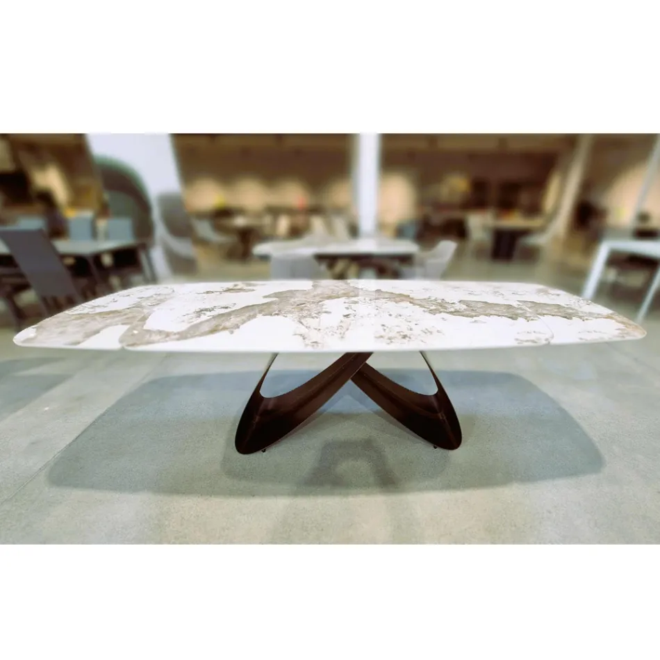 Ausziehbarer Tisch von 180 bis 260 cm in Sinterstein-Gres mit Pandora-Finish - Orion Viadurini