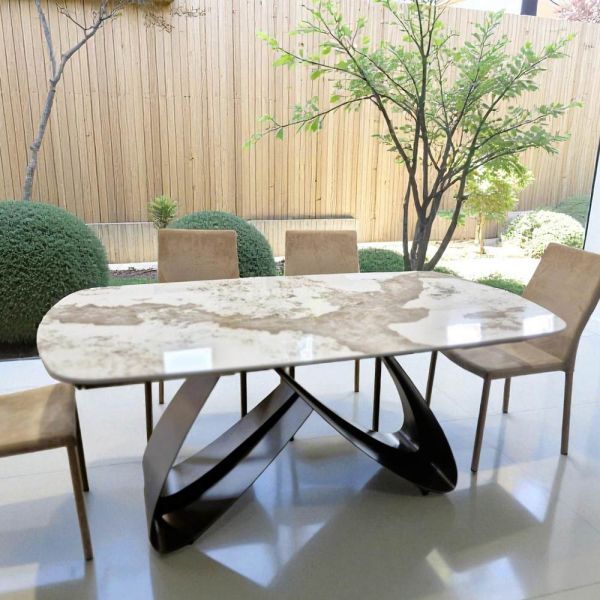 Ausziehbarer tisch von 180 bis 260 cm in sinterstein-gres mit pandora-finish - orion