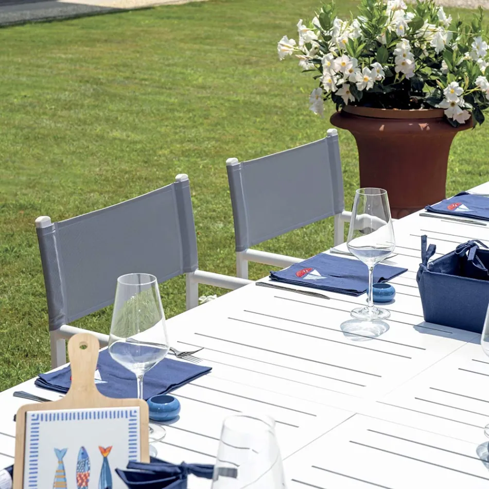 Ausziehbarer Tisch für den Außenbereich mit Aluminium-Lattenrostplatte - Supernova Viadurini