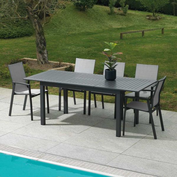 Ausziehbarer gartentisch aus aluminium mit gelatteter platte - passport