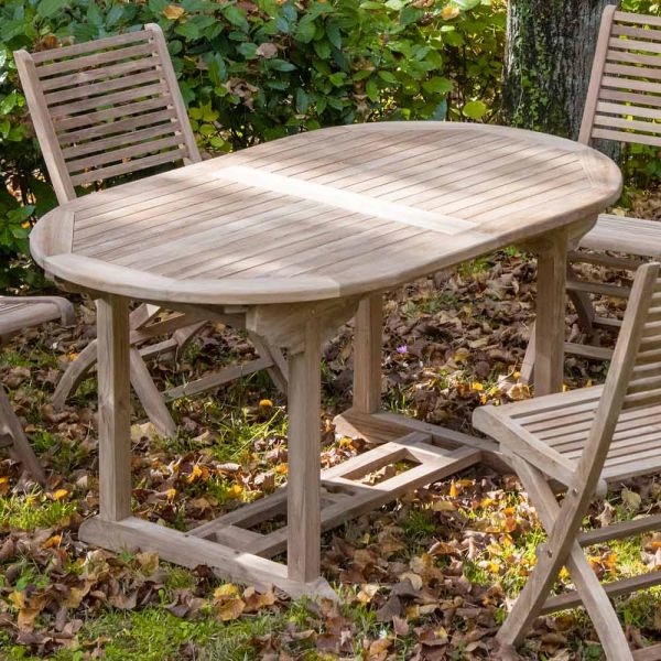 Ausziehbarer gartentisch aus teakholz in verschiedenen größen - yggdrasil
