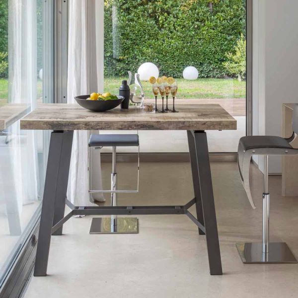 Ausziehbarer tisch bis zu 280 cm aus holz und metall made in italy - gallotto