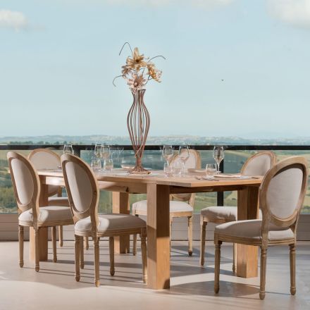 Ausziehbarer Wohnzimmertisch aus massivem Teakholz - Fidia Viadurini