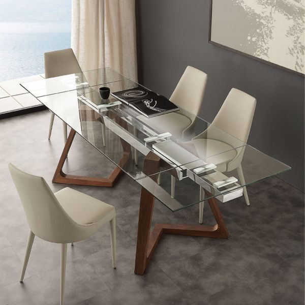 Hartglas tisch verlängerbar in modernem design iside