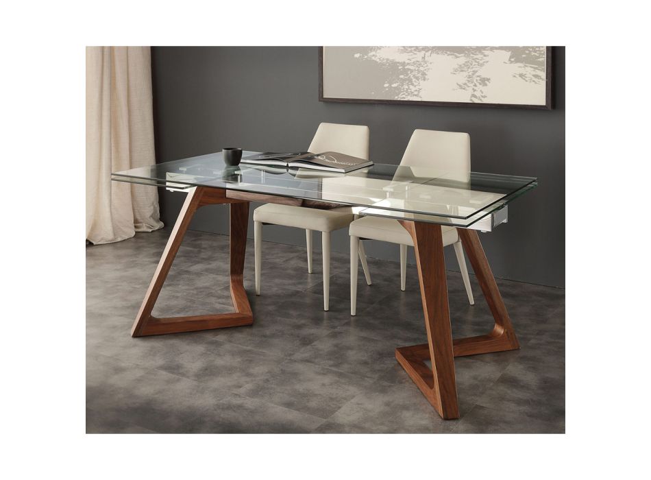 Hartglas Tisch verlängerbar in modernem Design Iside