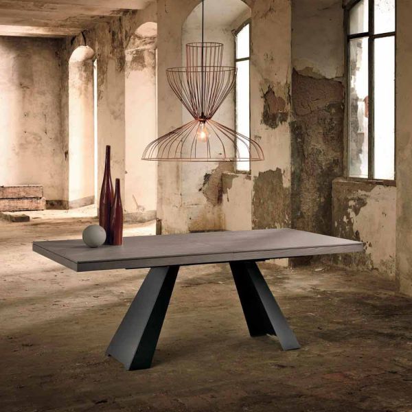Design ausziehbarer tisch aus eichenholz made in italy, zerba