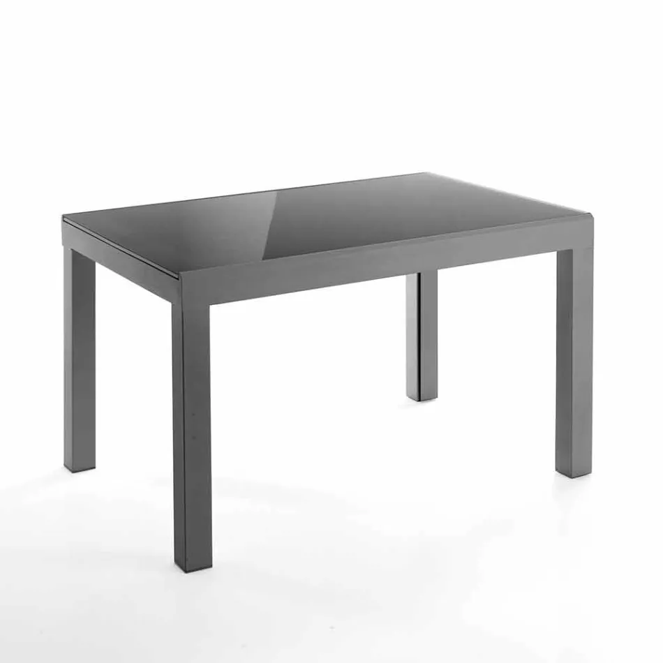 Ausziehbarer Designtisch aus Glas und Metall, Warrior Viadurini