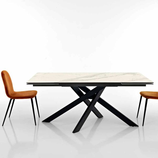 Ausziehbarer designtisch aus glaskeramik made in italy, dionigi