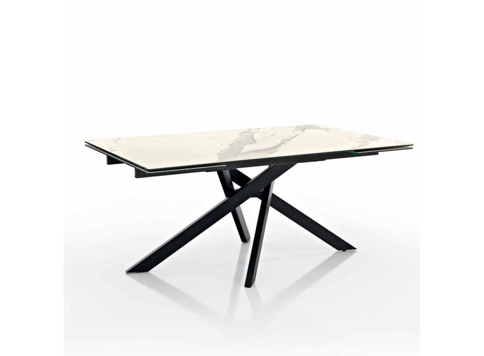 Ausziehbarer Design-Tisch aus Keramikglas made in Italy, Dionigi Viadurini