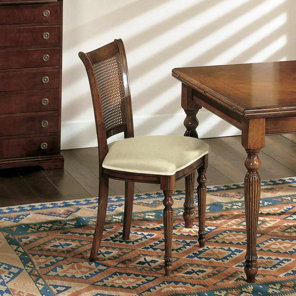 Ausziehbarer Tisch und 2 Stühle aus patiniertem Walnussholz, hergestellt in Italien – Biotite Viadurini