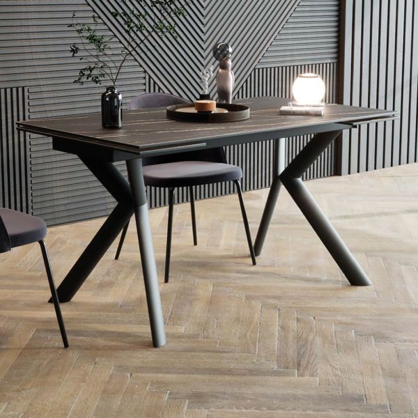 Ausziehbarer tisch bis zu 200 cm metallbasis und gres-platte - norris