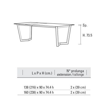 Ausziehbarer Tisch bis 238 cm mit Laminamplatte Made in Italy - Pablito