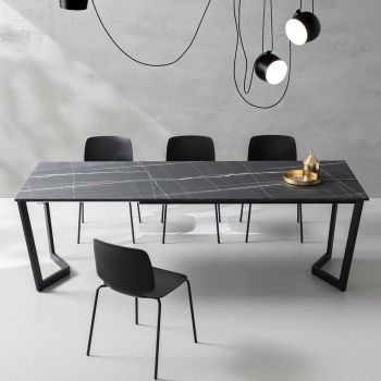 Ausziehbarer Tisch bis 238 cm Metall und farbiges Hpl Made in Italy - Pablito