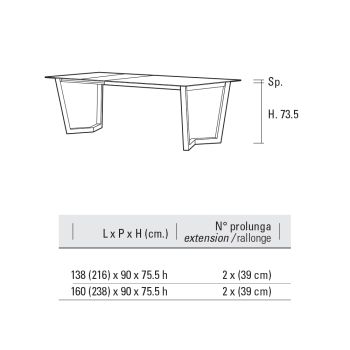 Ausziehbarer Tisch bis 238 cm Moka Metall und HPL Made in Italy - Pablito