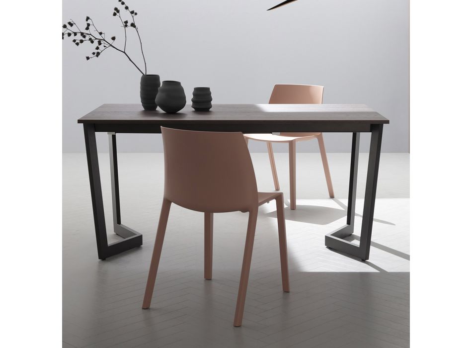 Ausziehbarer Tisch bis 238 cm Moka Metall und HPL Made in Italy - Pablito Viadurini