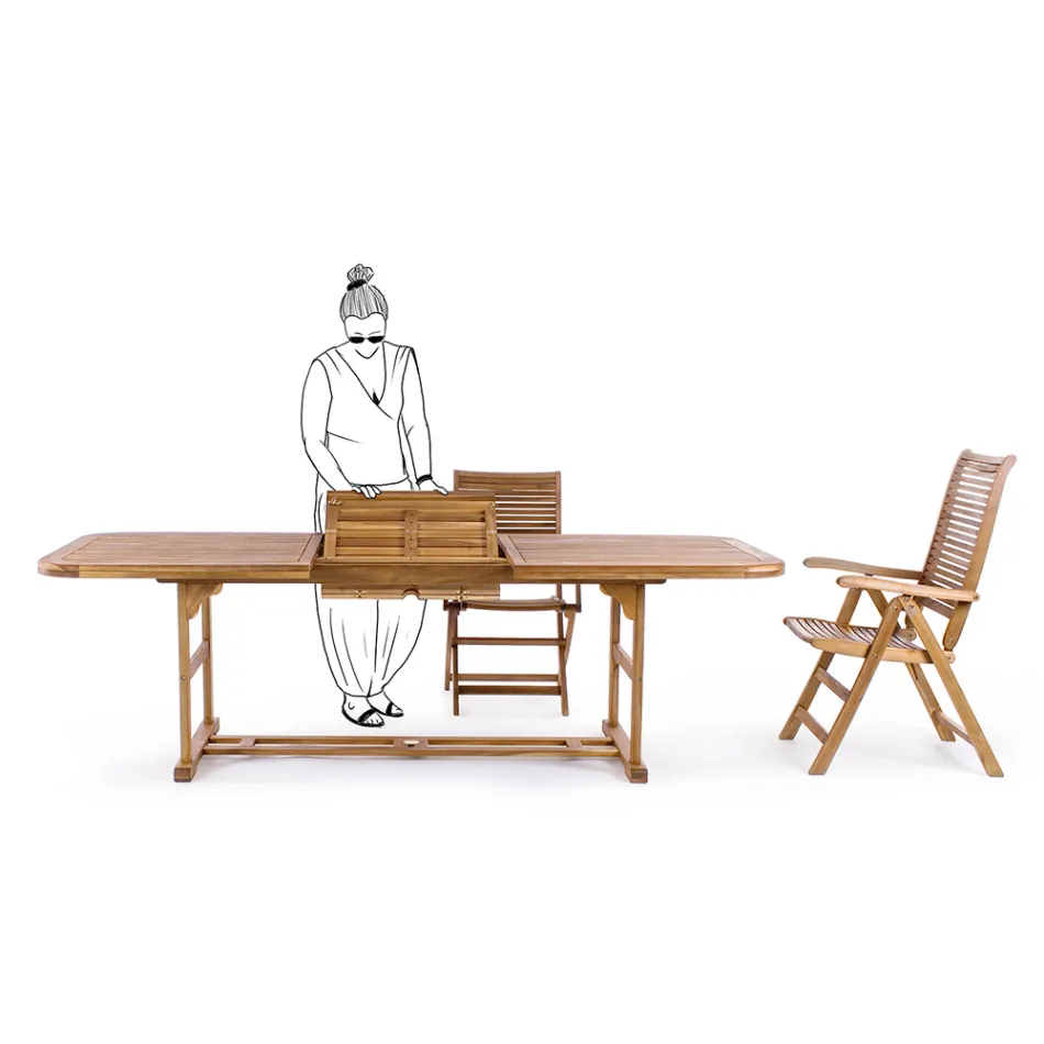 Ausziehbarer Gartentisch aus Holz bis zu 240 cm, von Design – Roxen Viadurini