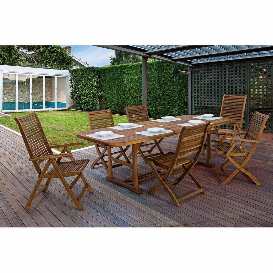 Ausziehbarer Gartentisch aus Holz bis zu 240 cm, von Design – Roxen Viadurini