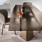 Ausziehbarer Tisch bis 240 cm aus klarem, geriffeltem Glas, hergestellt in Italien - Talete Viadurini