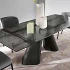 Ausziehbarer Tisch bis 240 cm aus klarem, geriffeltem Glas, hergestellt in Italien - Talete Viadurini