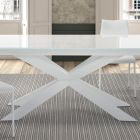 Ausziehbarer Tisch bis 278 cm aus Glas und weißem Stahl, hergestellt in Italien – Grotta Viadurini