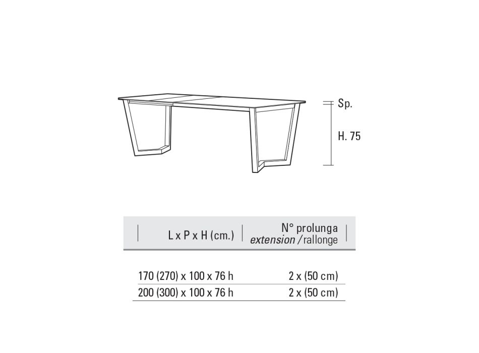 Ausziehbarer Tisch bis 300 cm Metallbasis Made in Italy - Bastiano
