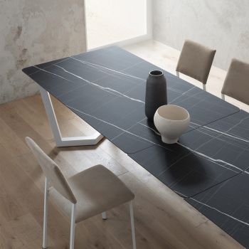 Ausziehbarer Tisch bis zu 300 cm Platte aus laminiertem HPL Made in Italy - Bastiano