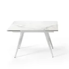 Ausziehbarer Tisch bis 180 cm in Marmoroptik aus Stein und Metall - Numa Viadurini