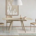 Ausziehbarer Tisch bis 180 cm in Marmoroptik aus Stein und Metall - Numa Viadurini