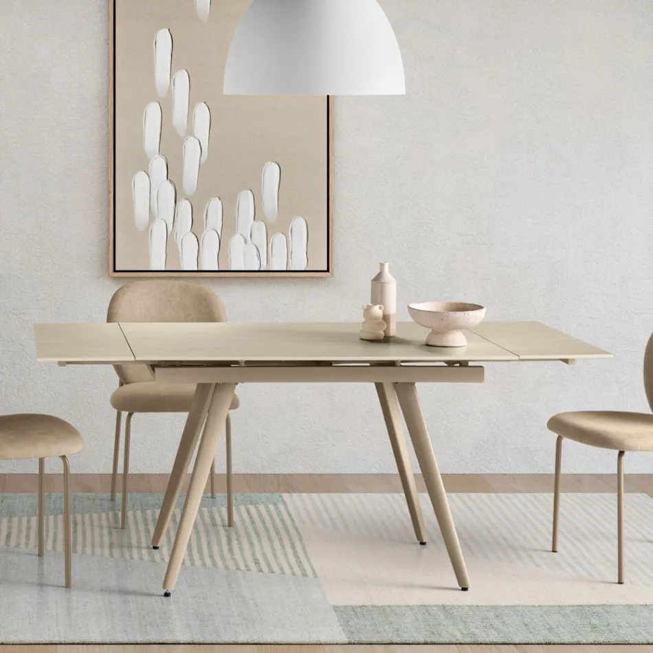 Ausziehbarer Tisch bis 180 cm in Marmoroptik aus Stein und Metall - Numa Viadurini