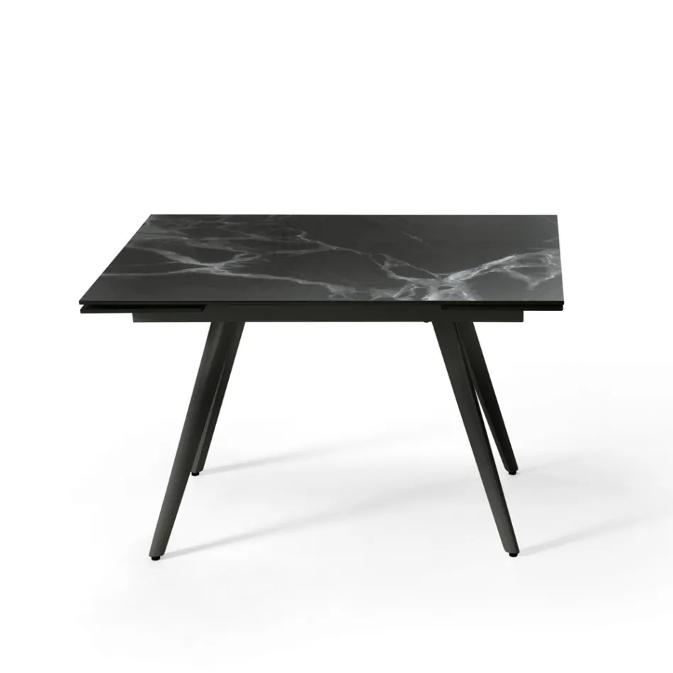 Ausziehbarer Tisch bis 180 cm in Marmoroptik aus Stein und Metall - Numa Viadurini