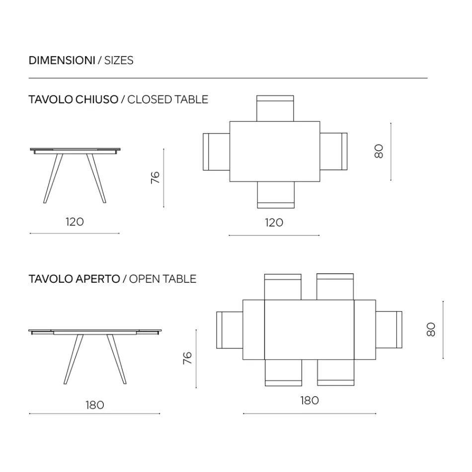 Ausziehbarer Tisch bis 180 cm in Marmoroptik aus Stein und Metall - Numa Viadurini
