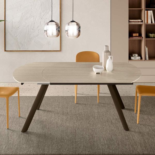 Ausziehbarer tisch bis 180 cm aus sinterstein mit marmoroptik - talia