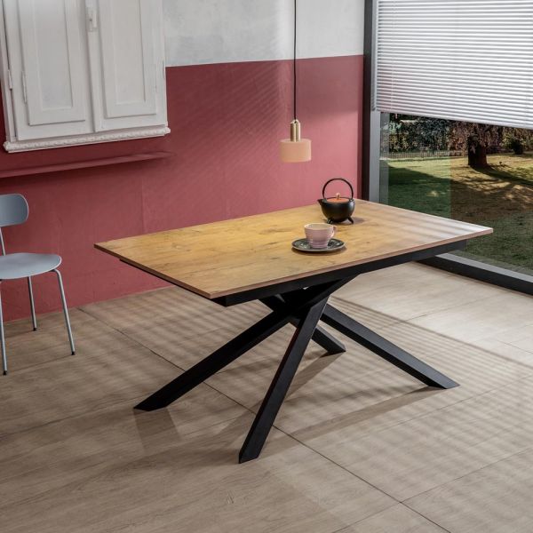 Ausziehbarer tisch bis 190 cm mit metall- und melaminplatte – lavendel