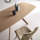 Ausziehbarer Tisch bis 210 cm aus Glas und lackiertem Metall - Naxos Viadurini