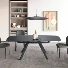 Ausziehbarer Tisch bis 210 cm aus Glas und lackiertem Metall - Naxos Viadurini