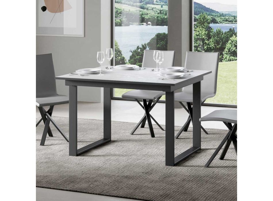 Ausziehbarer Tisch bis 220 cm aus Holz und Eisen Made in Italy – Nuvola Viadurini