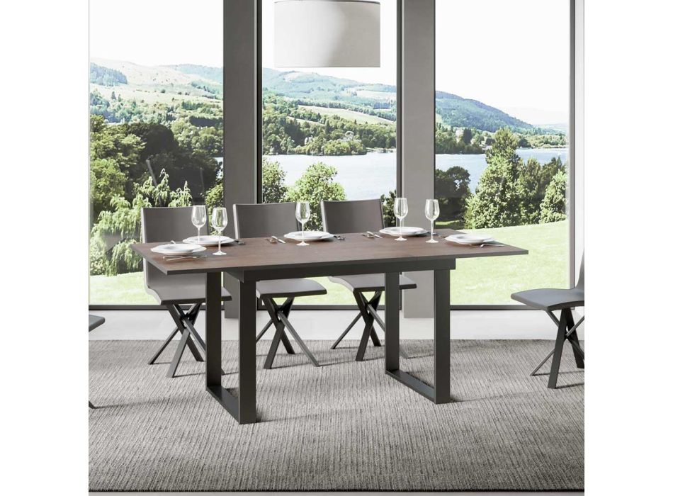 Ausziehbarer Tisch bis 220 cm aus Holz und Eisen Made in Italy – Nuvola Viadurini