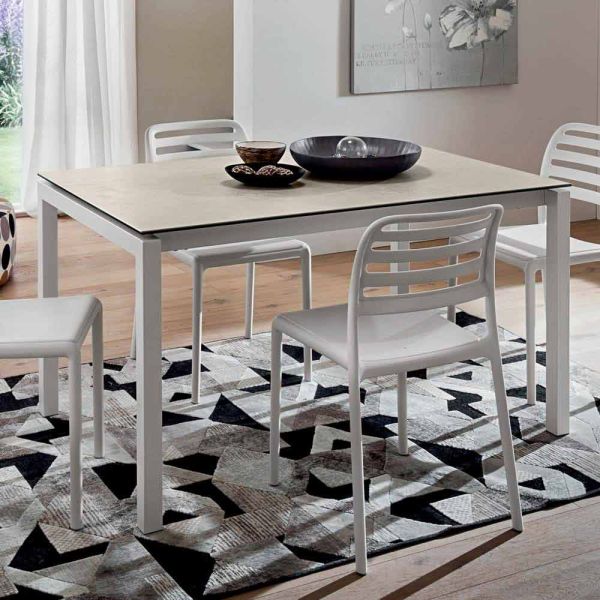 Ausziehbarer tisch bis zu 238 cm aus laminam und metall made in italy - remigio