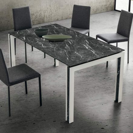 Ausziehbarer Tisch bis zu 240 cm, Design aus Holz und HPL, hergestellt in Italien – Polo Viadurini