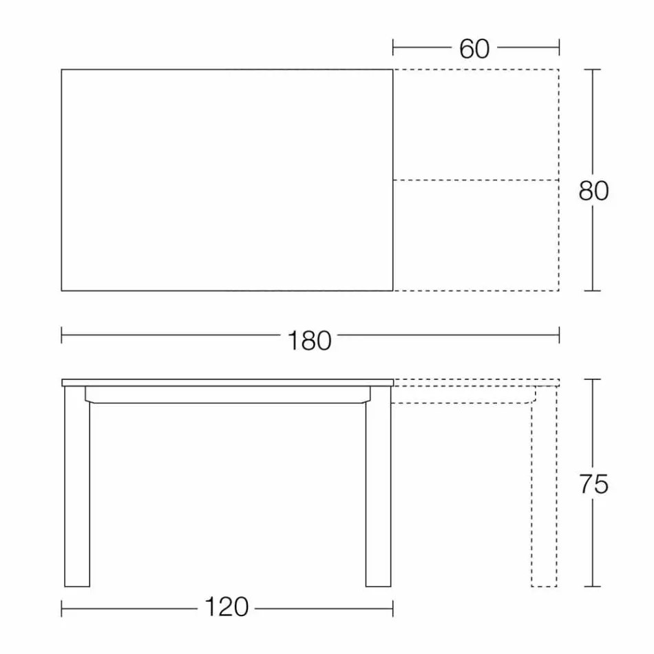 Ausziehbarer Tisch Bis zu 250 cm mit Glasplatte Made in Italy - Pitagora Viadurini