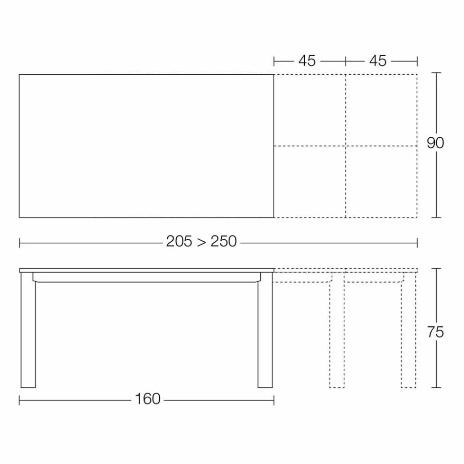 Ausziehbarer Tisch Bis zu 250 cm mit Glasplatte Made in Italy - Pitagora Viadurini