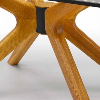 Ausziehbarer Tisch Bis zu 260 cm aus Steinzeug, Marmor und Holz Made in Italy - Malita