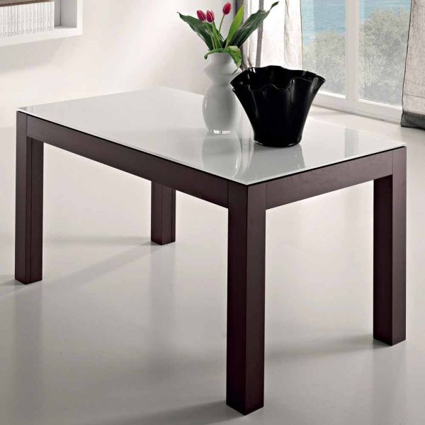 Ausziehbarer tisch bis zu 270 cm aus glas und eschenholz made in italy - homer